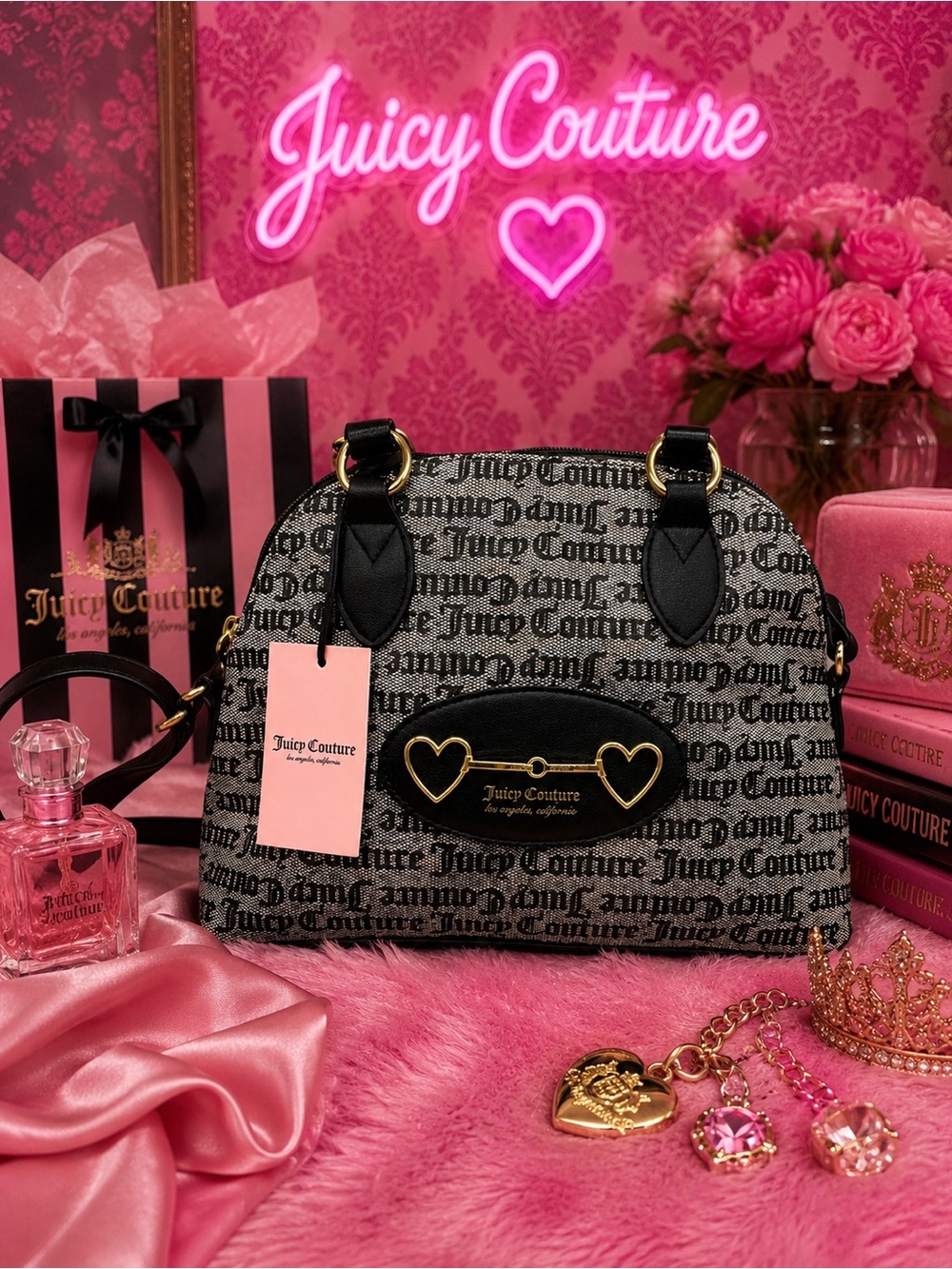 Juicy‎ couture heart to heart dome satchel purse